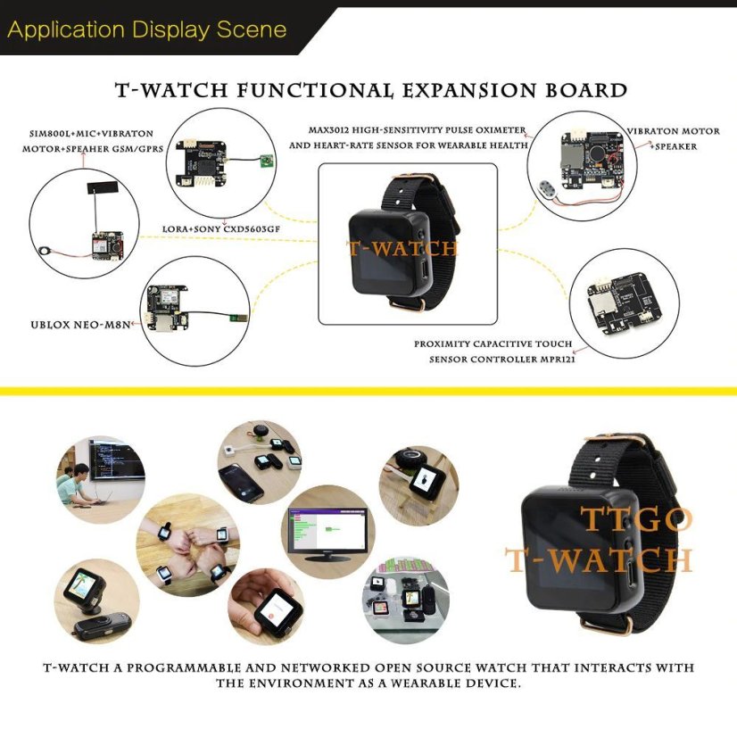LILYGO® TTGO T-Watch-N - Programovatelné hodinky s ESP32 a dotykovým displejem