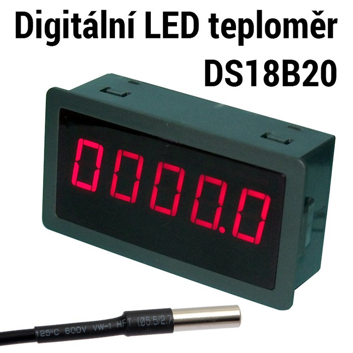 Vestavný LED digitální teploměr YM5135T-D s čidlem DS18B20