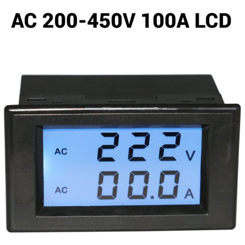 D85-2042A LCD Digitální Ampérmetr/Voltmetr 200-450V AC 100A