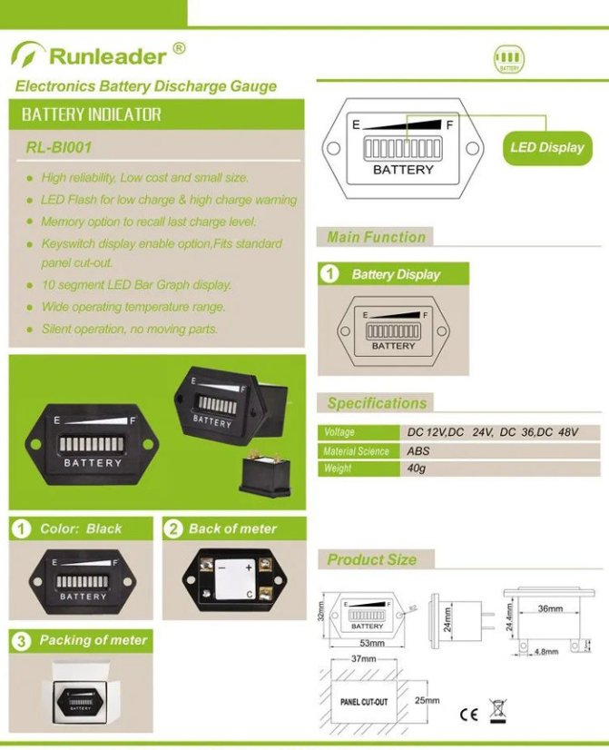 Digitální indikátor stavu baterie RL-BI001
