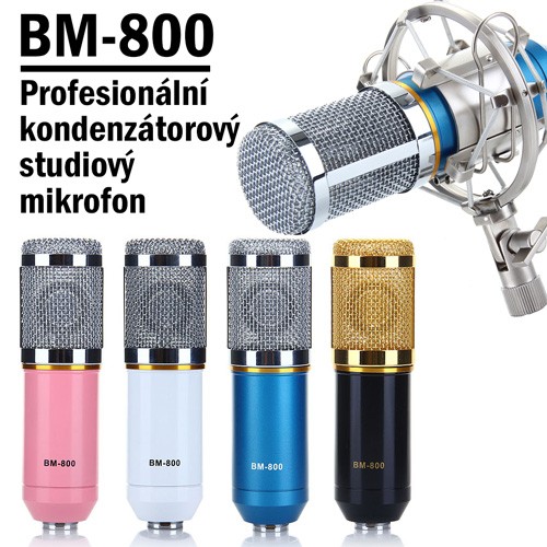 BM-800 Profesionální studiový kondenzátorový mikrofon - Barva: Modrá