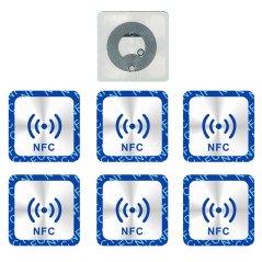 NFC nálepka tag 25x25mm s modrým logem NTAG213