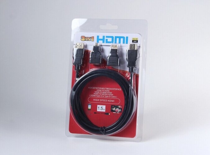 Sada 3v1 HDMI Kabel 19pin s Micro a Mini Adaptéry