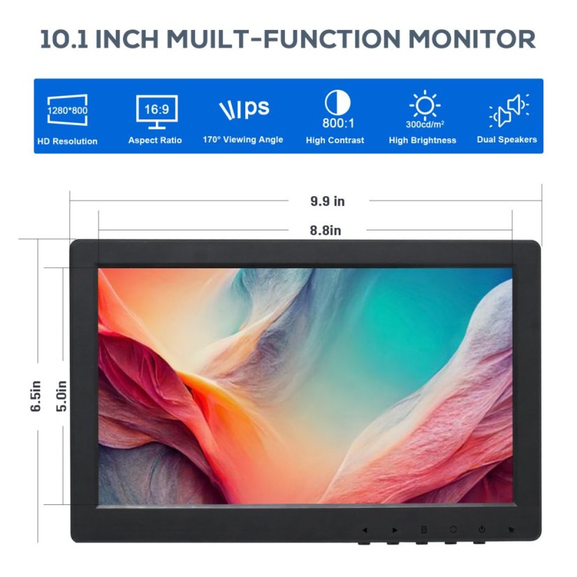 10.1" IPS Monitor OHM-1010E HDMI VGA BNC USB 1280×800
