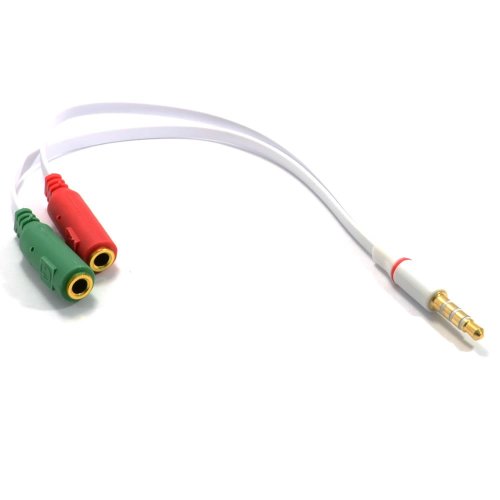 Redukce 4pólový jack 3,5(M) na 2x jack 3,5(F), 15cm