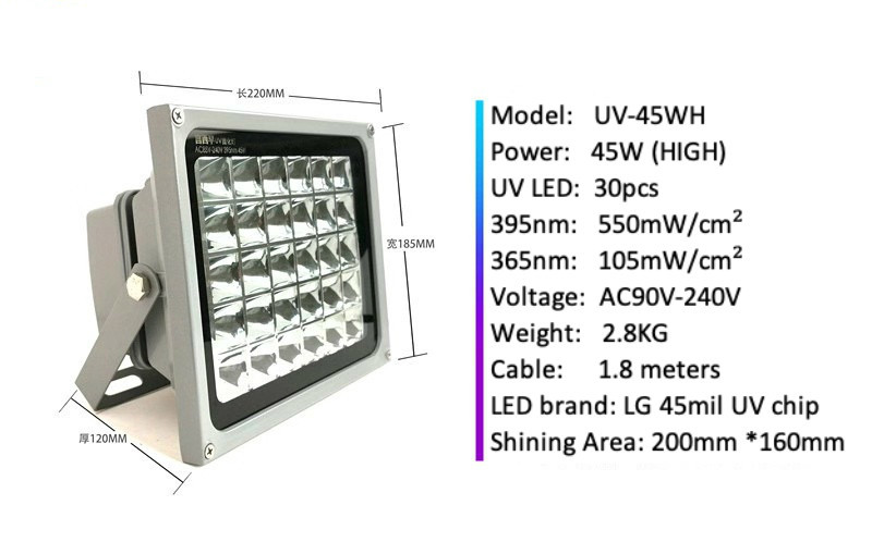 365nm UV LED Lampa na Vytvrzování