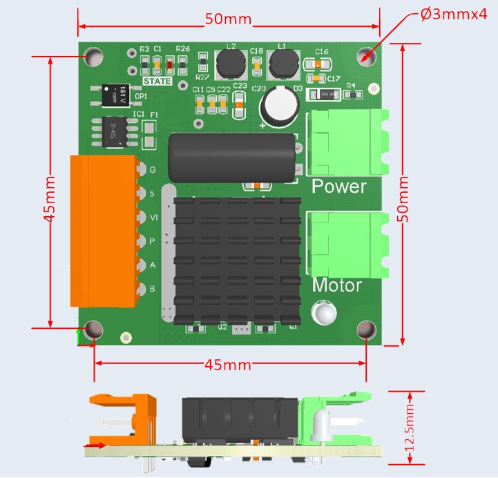 16A 12V-24V Ovladač DC Motoru s H-Bridge PWM