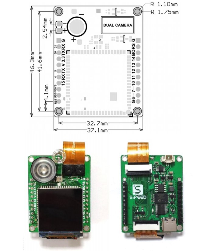 Sipeed MaixFace (MF1) AI+IoT 128MB SD Nand set s kamerou