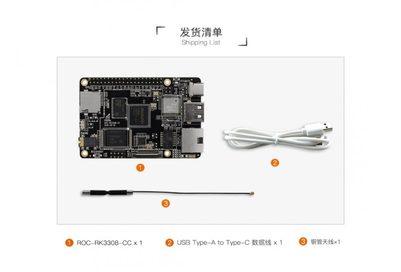 ROC-RK3308-CC 256M/8GB - Čtyřjádrová 64-bit AIoT základní deska