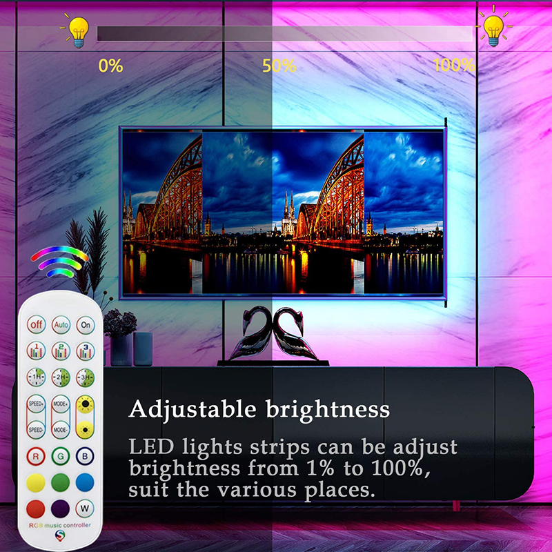 RGB LED Pás 5m Sada s Adaptérem a Ovladačem