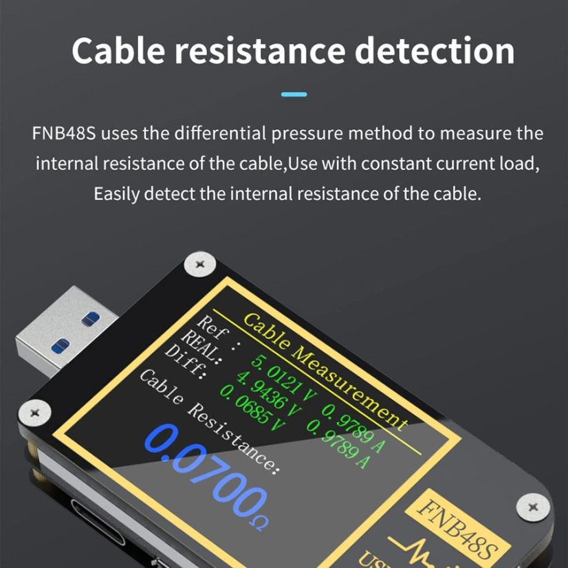FNB48S USB tester –  napětí, proud, PD/QC Trigger