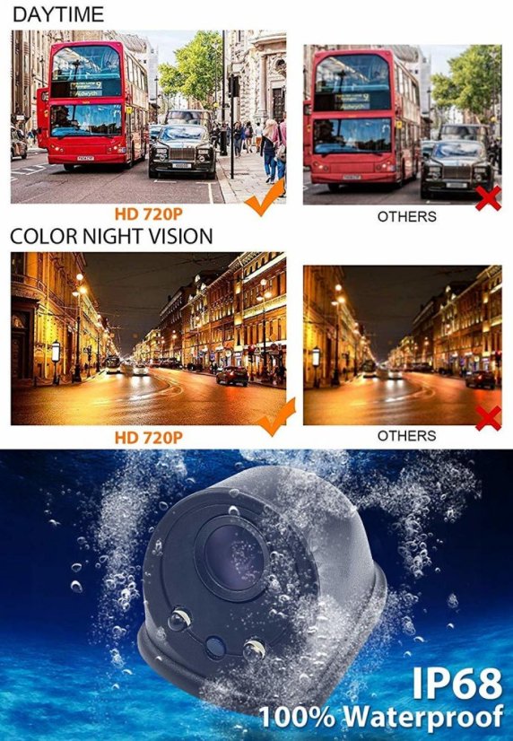 YC803 WiFi zadní parkovací kamera 720p s nočním viděním