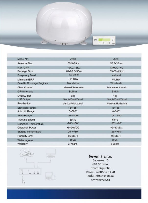 Mobile Satellite TV Antenna V380