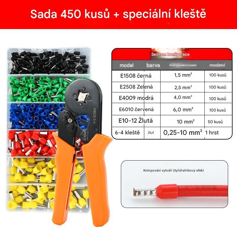 Izolované Krimpovací Dutinky - Sada 450ks s Kleštěmi HSC8 6-4A