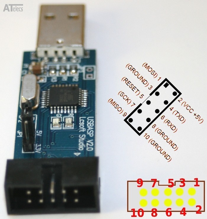 USBasp ISP Programátor pro ATMEL AVR ATMega 8