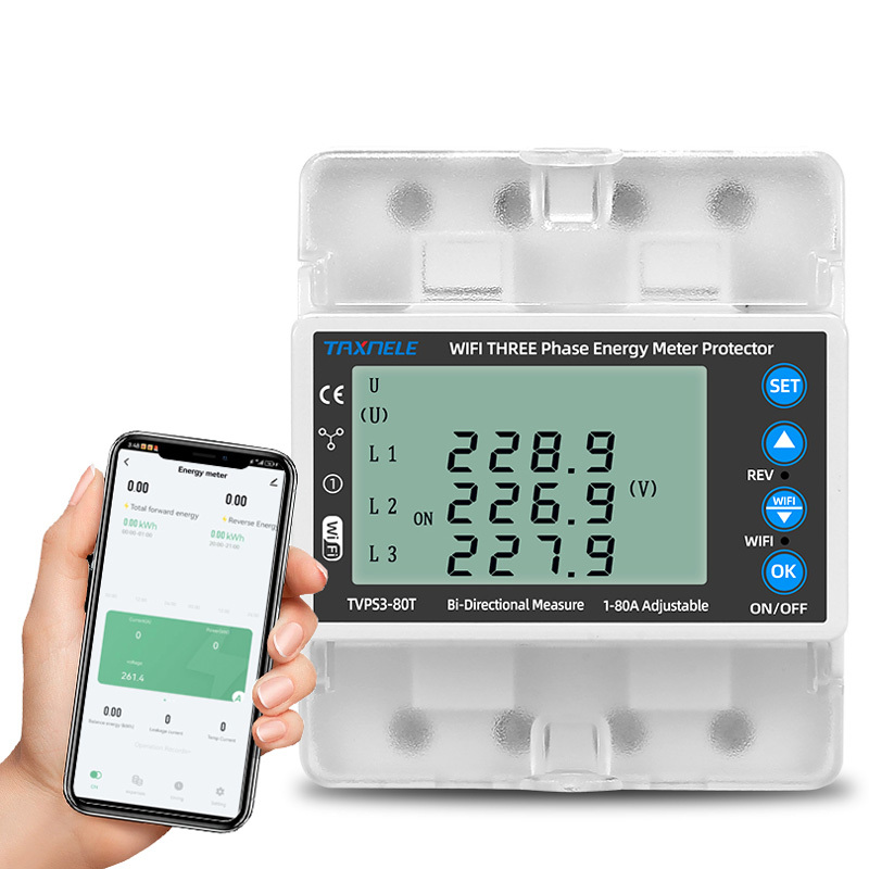 Inteligentní 3fázový WiFi elektroměr Tuya 380V s ochranou
