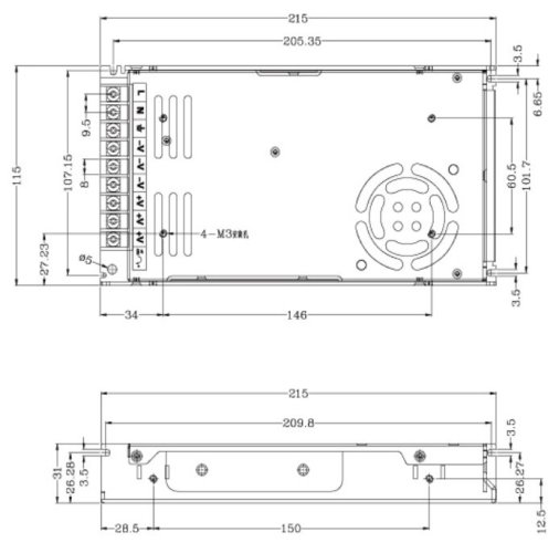 ELDV-24E400B 24V 16.7A PFC LED zdroj, 400W (vnitřní)
