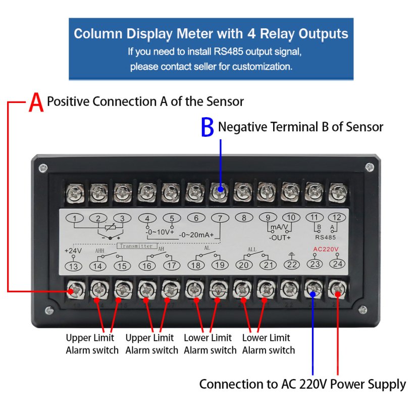 T804 – Displej pro hladinovou sondu 4–20 mA