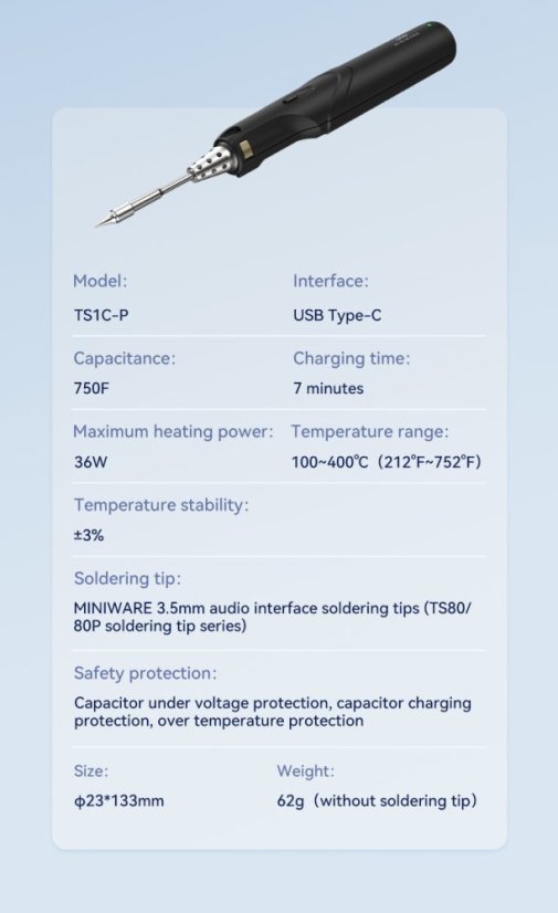Cordless Digital Soldering Station TS1C with OLED Display