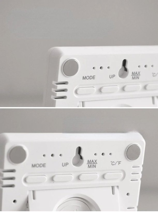 8218 domácí mini teploměr, vlhkoměr a budík 3v1 s velkým displejem