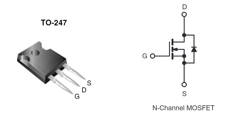 IRFP460A N-MOSFET 500V, 20A, 125W, 0.27 Ohm, TO-247AC