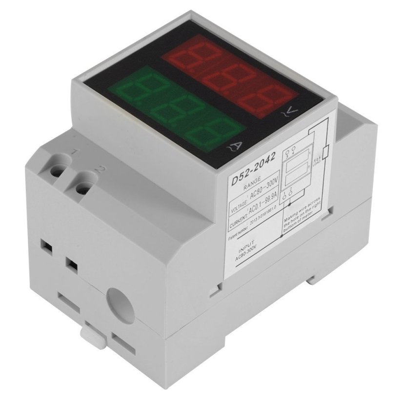 D52-2042 100A LED digitální ampérmetr/voltmetr DIN AC