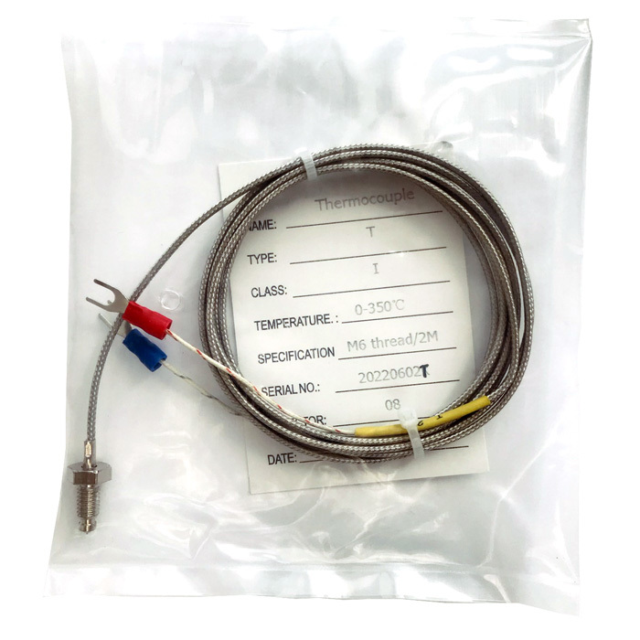 Termočlánkové teplotní čidlo T s M6 závitem a kovovým opředením