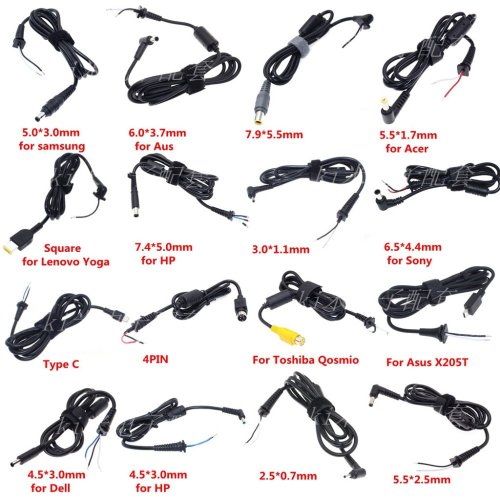 DC napájecí kabel s konektorem 5,5x2,1mm, 1m - Tvar: Zahnutý