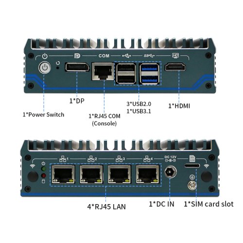 N1241 Průmyslové Mini PC Barebone Fanless N100