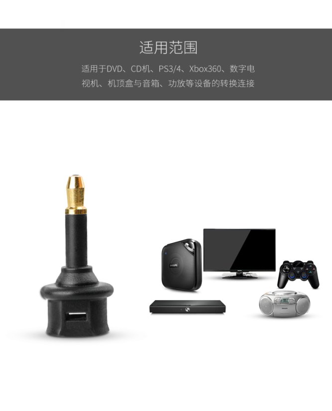 TOSLINK to Mini-TOSLINK 3.5mm Audio Connector Adapter