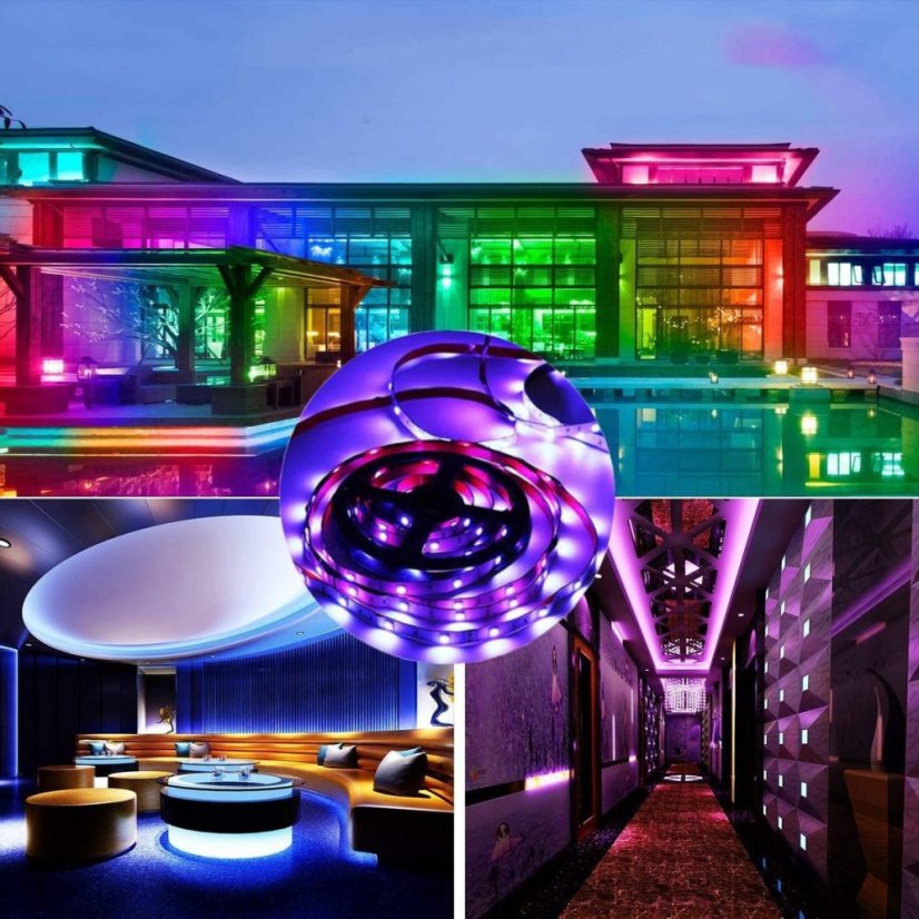 RGB LED Pás 5m Sada s Adaptérem a Ovladačem