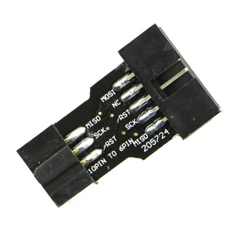 10-pin to 6-pin adapter for AVRISP, USBASP and STK500