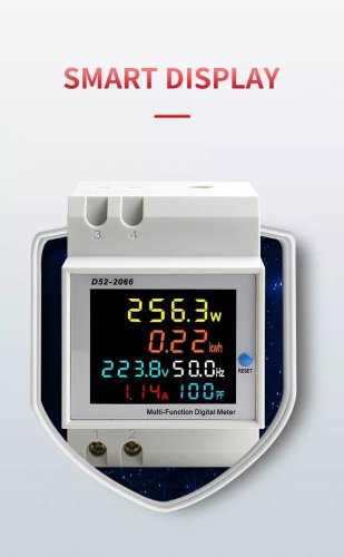 D52-2066 Multifunkční měřič s LCD displejem na DIN lištu AC - Rozsah měření AC napětí: 200-450V