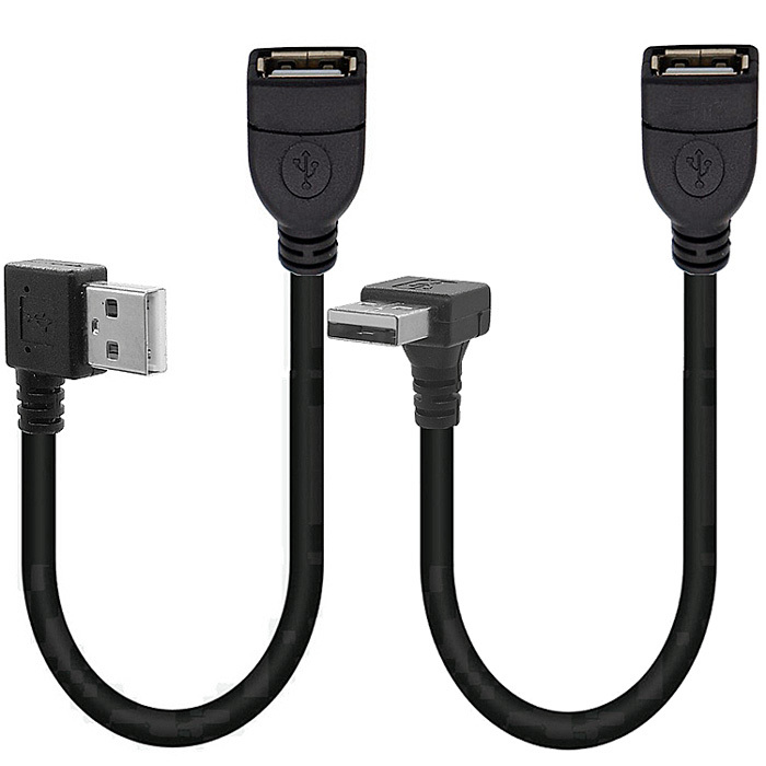 USB 2.0 prodlužovací kabel, samec-samice, zahnutý, 0.5m