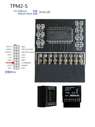 ASRock TPM 2.0 Modul - Model: TPM2-SLI LPC (14-1 pin)