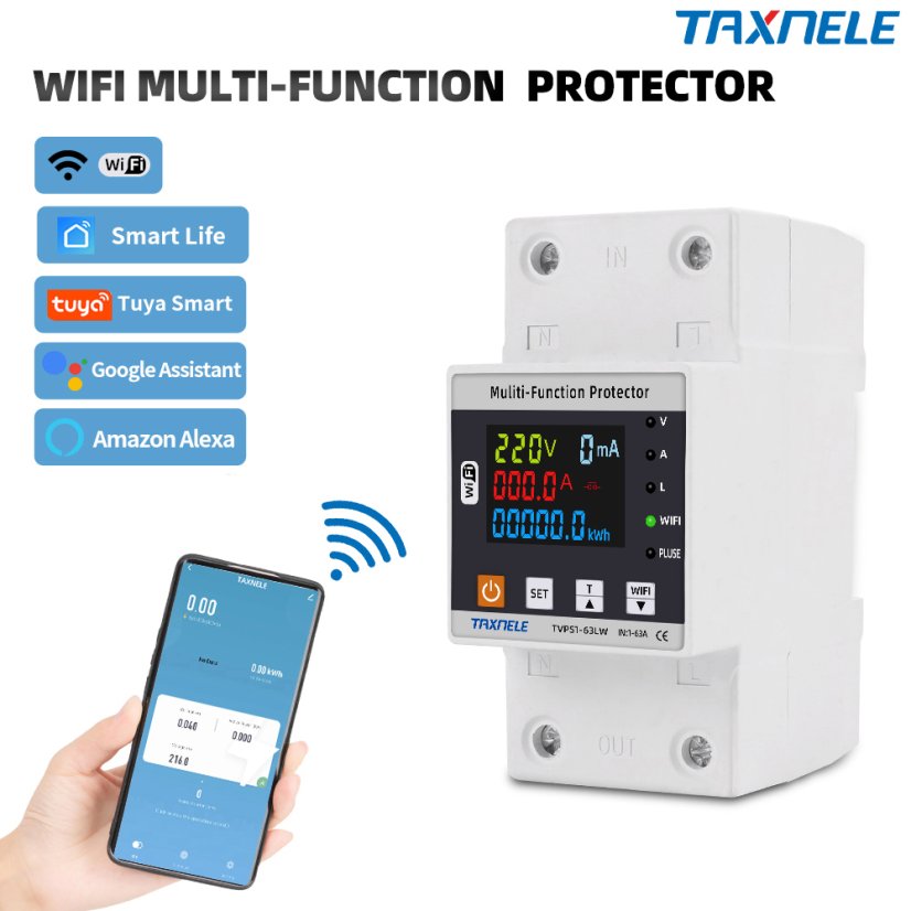 TVPS1-63LW Tuya WiFi Intelligent Surge and Under-Voltage Protection 63A