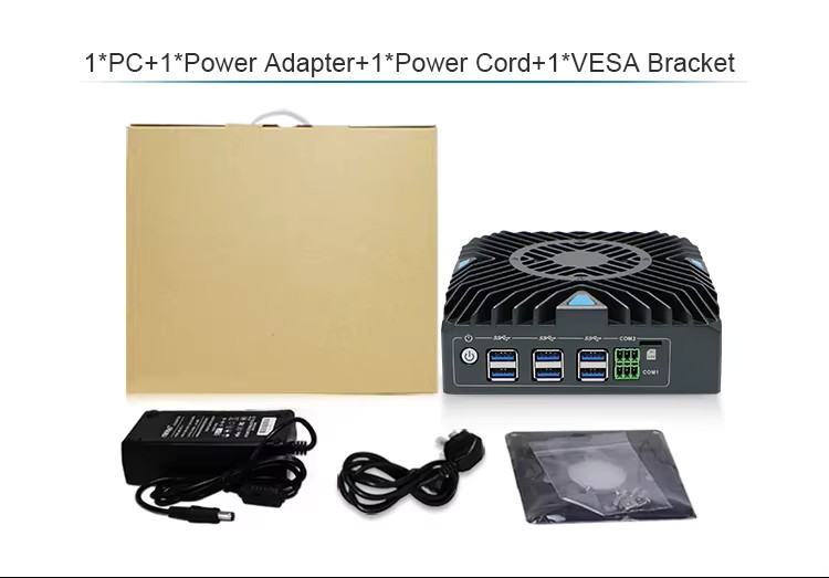 N312F Bezventilátorový mini firewall PC, 4×Gigabit LAN, HDMI/DP, USB 3.0