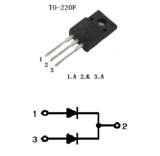 Schottky dioda 2CZ20100 100V 20A TO220, MBR2060