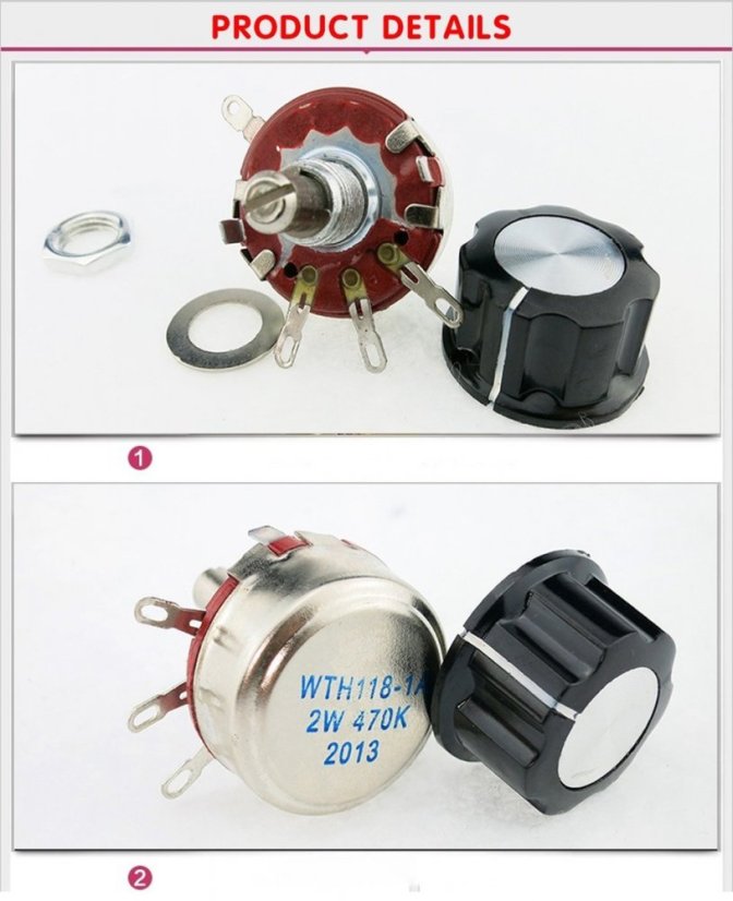 Potenciometr 10K Ohm lineární WH118-1A s XH2.54 konektorem