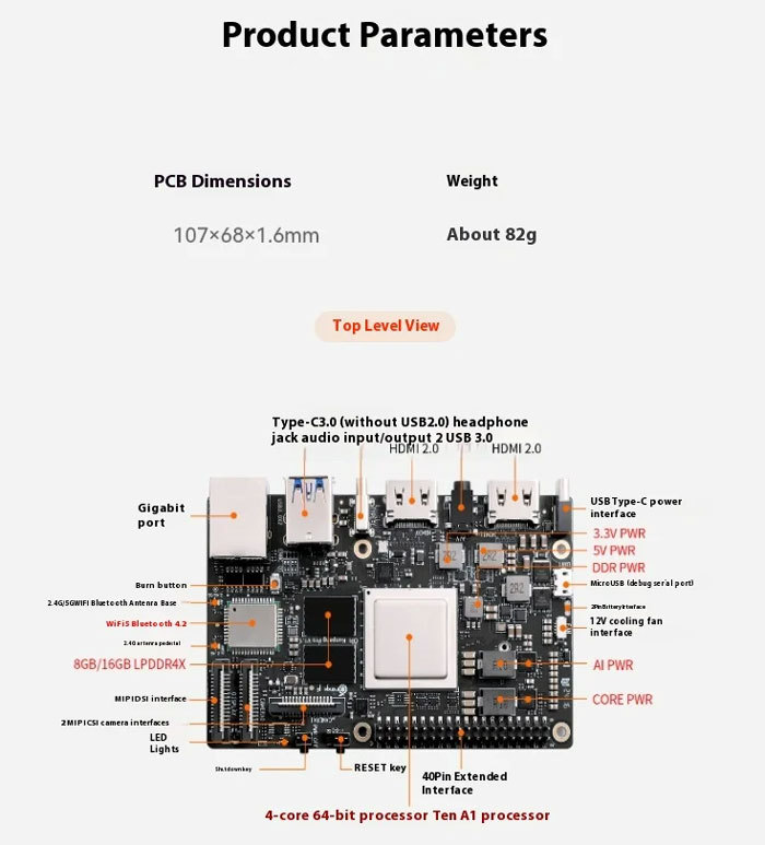 Orange Pi Kunpeng Pro s Krytem - Vývojová Deska s AI