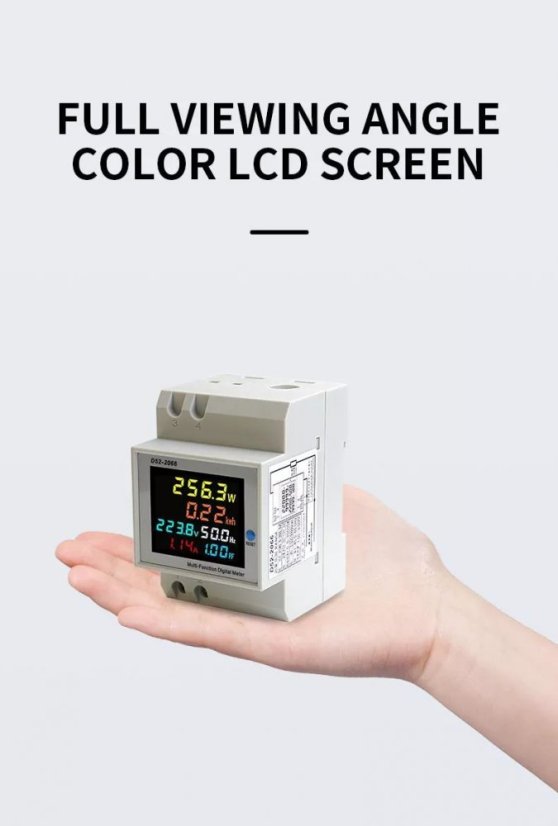 D52-2066 Multifunkční měřič s LCD displejem na DIN lištu AC