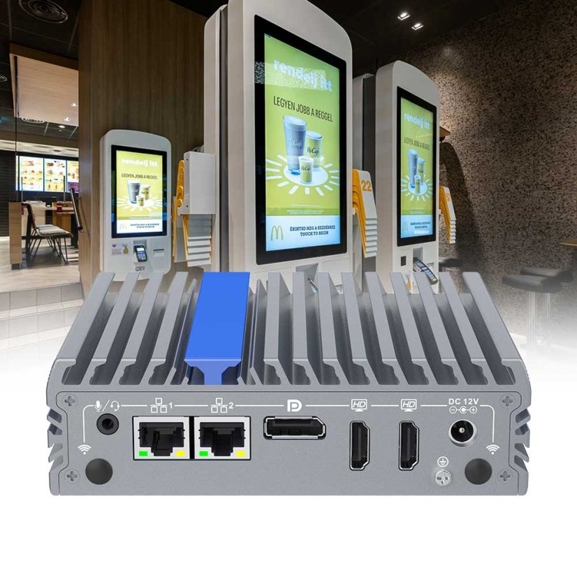IEXP-302, J3710 průmyslové mini PC, bezventilátorové, 12V, Barebone
