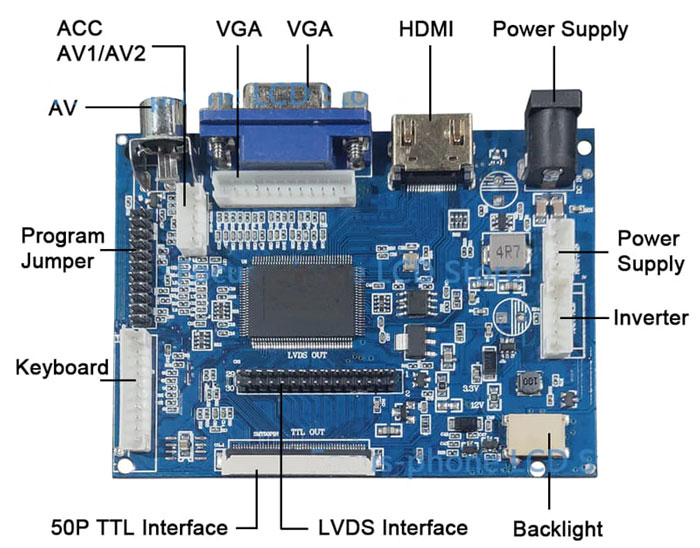 Deska PCB800099 VGA-HDMI-TTL pro TFT LCD displej
