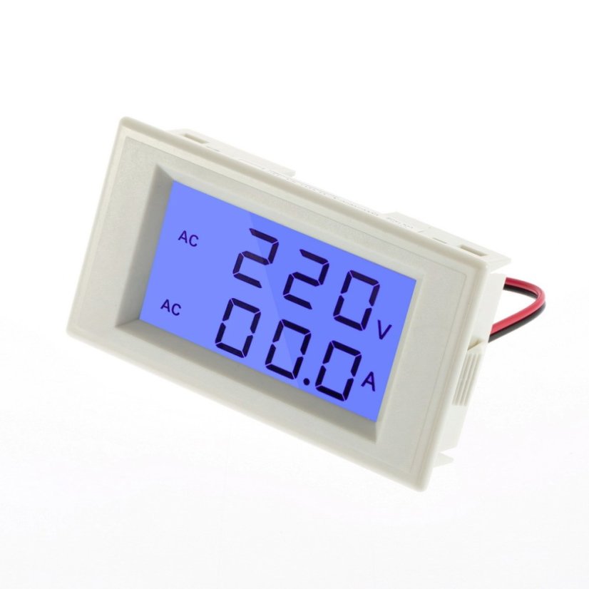 D69-2042 AC 100-300V/100A 2v1 LCD digitální ampérmetr/voltmetr panelový - Barva: Černá