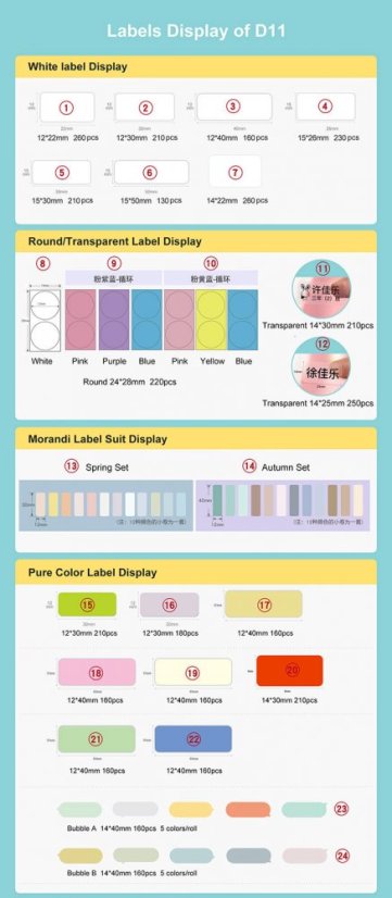 Nalepovací štítky NIIMBOT D11/D110 - Termotransferové - Nalepovací štítky: D11/D110 nalepovací štítky (57) R14*50-130 WHITE-B na šperky