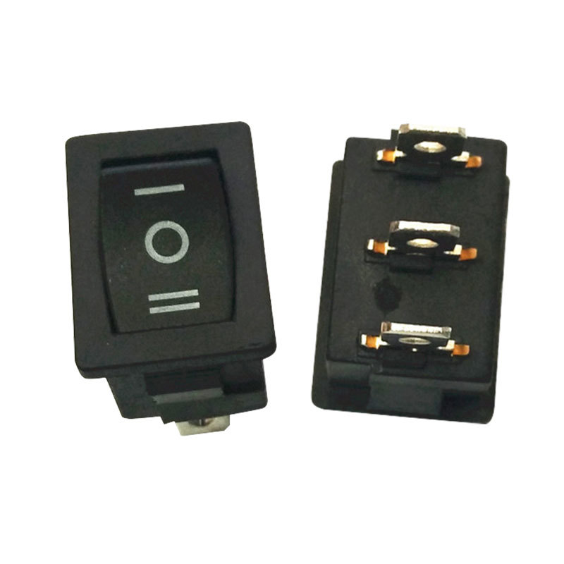 Kolébkový spínač KCD1, 2x zap/vyp/zap, 250V/AC, 6A, černá