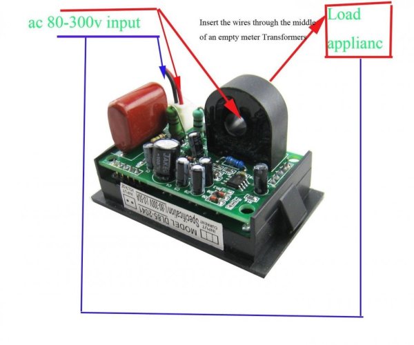 DL85-2041 AC 80-300V 50A 2v1 LED Digitální Ampérmetr a Voltmetr