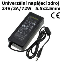 YU2403 Universal Power Supply DC 24V/3A/72W 5.5x2.5mm CE