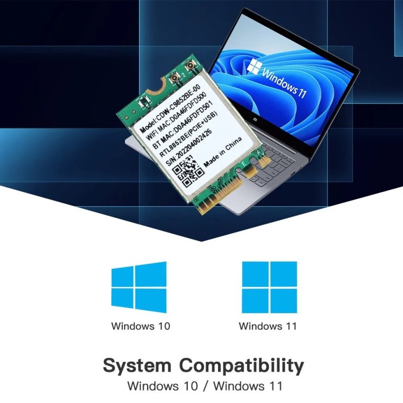 RTL8852BE M.2 NGFF WiFi6 Card