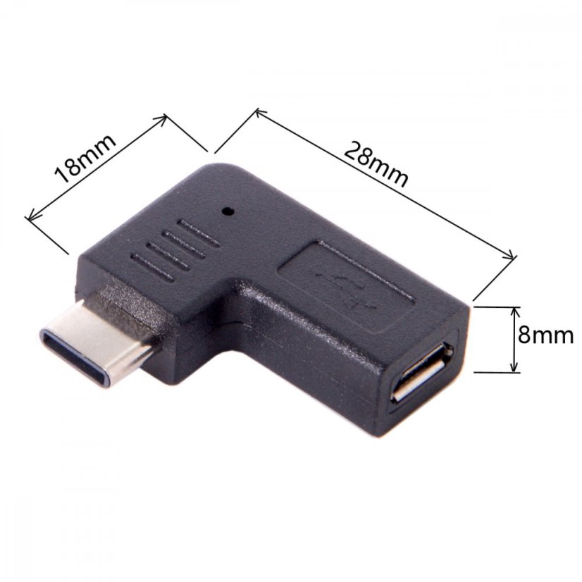 Zahnutý konektor UC-212 USB C M na micro USB F, 90°
